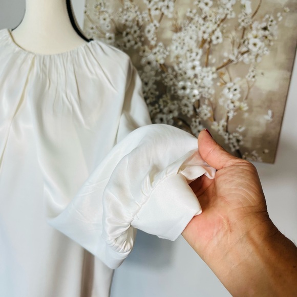 ZARA SATIN EFFECT BLOUSE CAPE SLEEVE STYLE SIZE M AND L COLOR OYSTER WHITE NWT - Picture 12 of 17